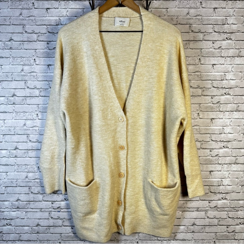 Aritzia Wilfred Bilbao Oversized Wool Cardigan Sweater Cream Size 3 (Large)